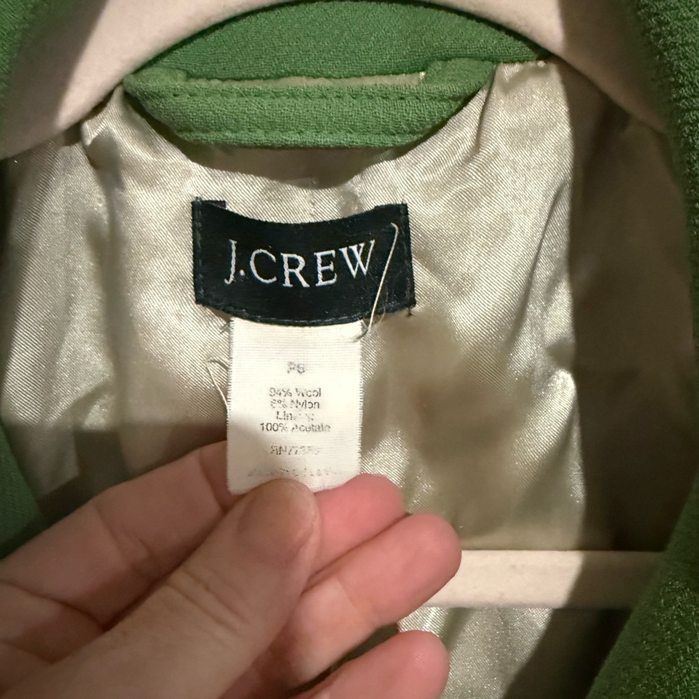 Vintage J. Crew Bright Green Single-Breasted Pea Coat - Picture 3 of 4